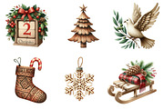 Wooden Christmas Clipart, an Illustration by CreationArt (Thumbnail 4 of 5)