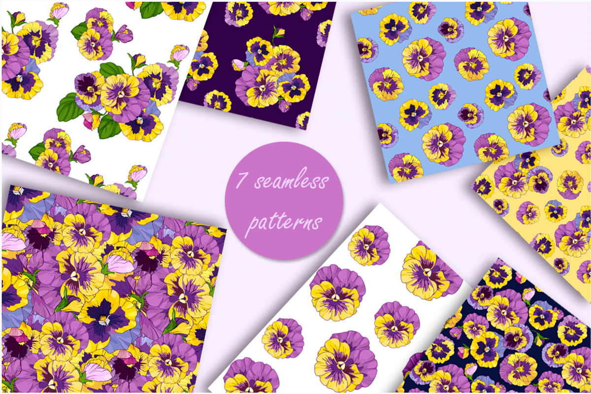 Pansies violets floral collection, an Illustration by EshaStudio (Photo 8 of 8)