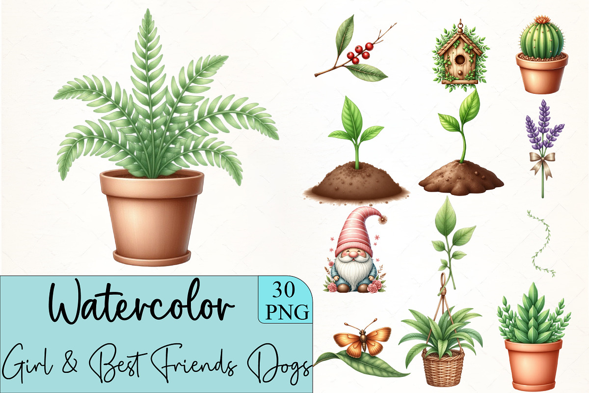 Green Garden Clipart, an Illustration by CrexoraLab (Photo 1 of 5)