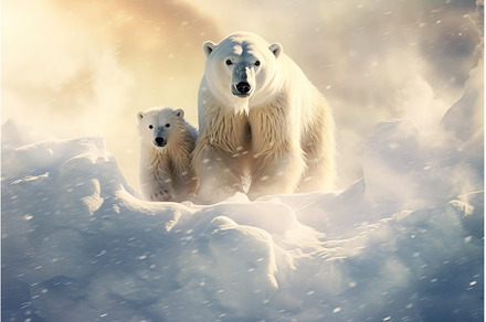 Solitary Polar bears snow arctic, an Animal Photo by Ylivdesign