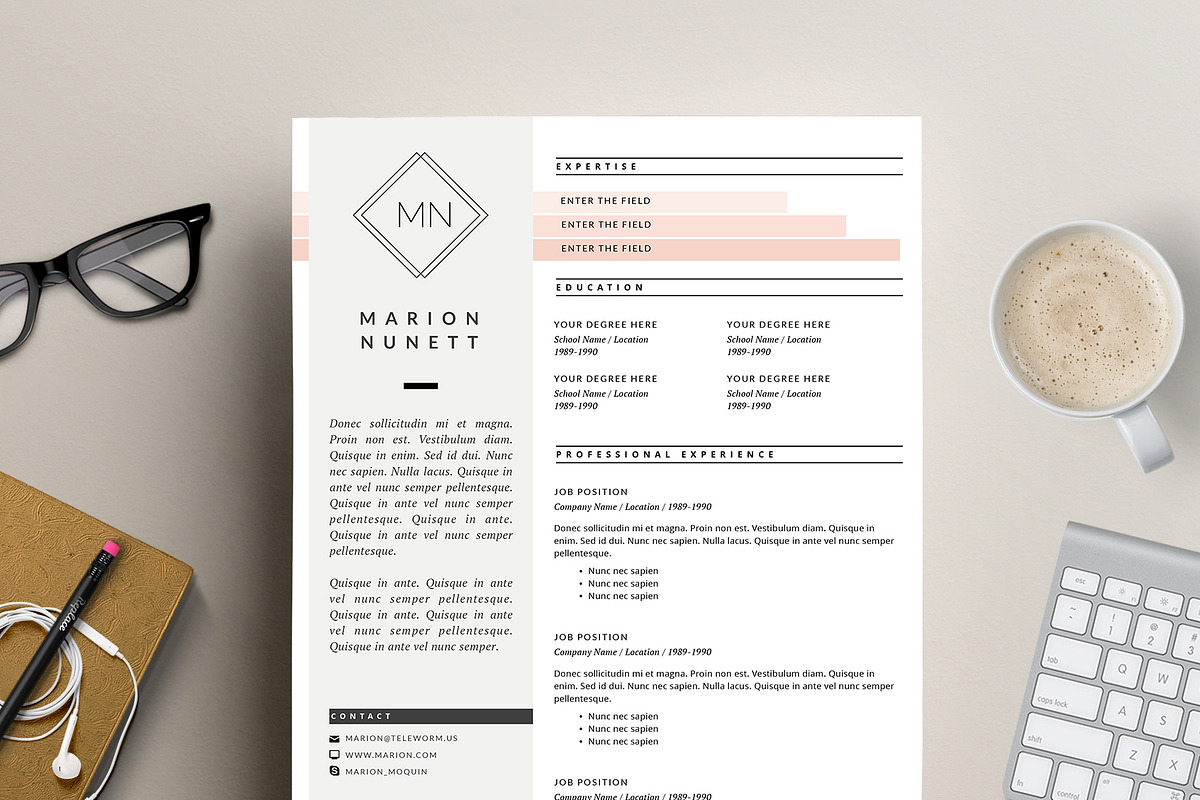 2 Page Resume Template for MS Word, a Resume Template by This Paper Fox (Photo 1 of 5)