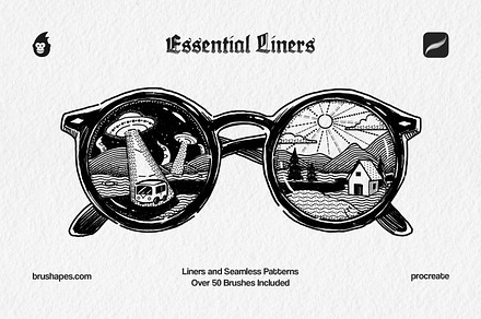 Procreate Essential Liner Brushes, a Brush Add-On by brushapes.com