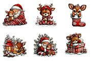 Snowy Santa and Reindeer Clipart, a Seasonal Illustration by CreationArt (Thumbnail 5 of 5)