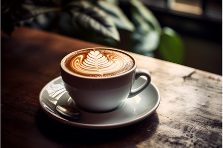 Creamy Morning latte glass. Generate, a Food & Drink Photo by Ylivdesign