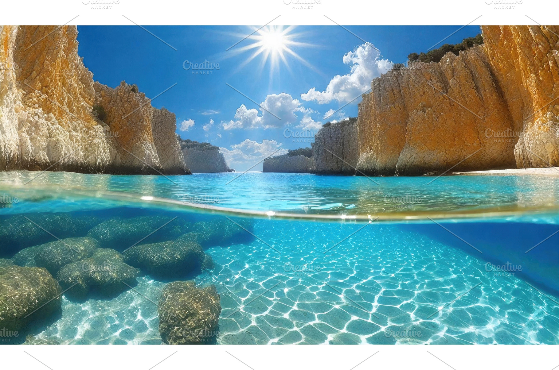 Crystal clear ocean water surrounded, a Nature Photo by Igor Tichonow