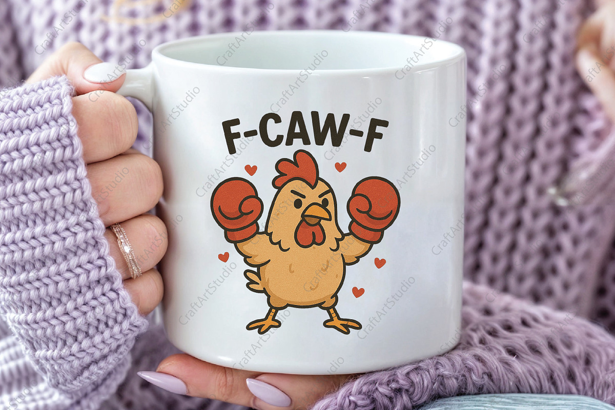 Funny Boxing F-CAW-F Chicken PNG, an Illustration by CraftArtStudio (Photo 2 of 4)
