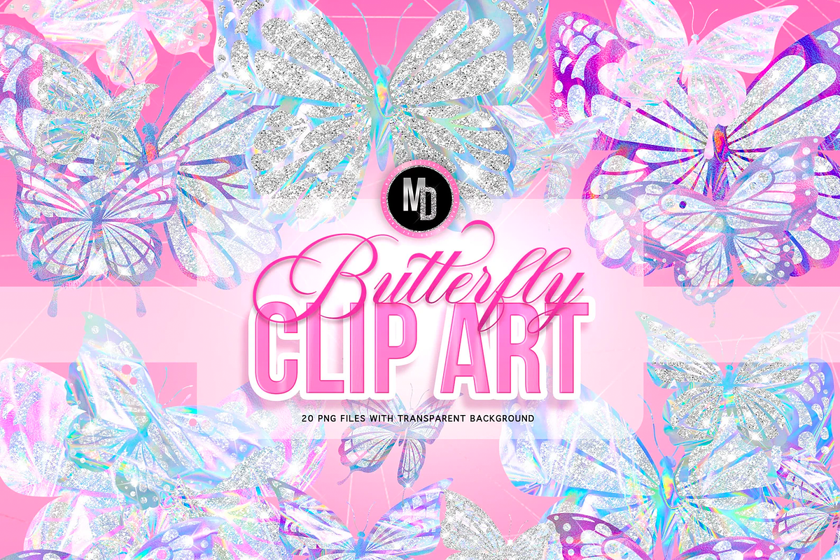 Glitter Butterfly Clipart, a Shape Add-On by Makina Designs (Photo 1 of 2)