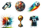 Watercolor Football Clipart, an Illustration by Designworld (Thumbnail 4 of 4)