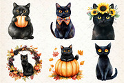 Fall Autumn Black Cat Clipart, an Illustration by Dream Creation (Thumbnail 4 of 6)
