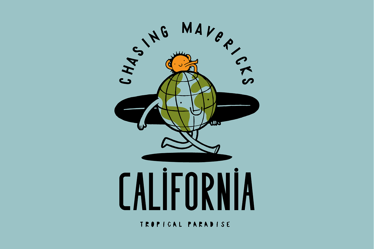 Planet Earth Surfing, an Illustration by hand draw (Photo 1 of 6)