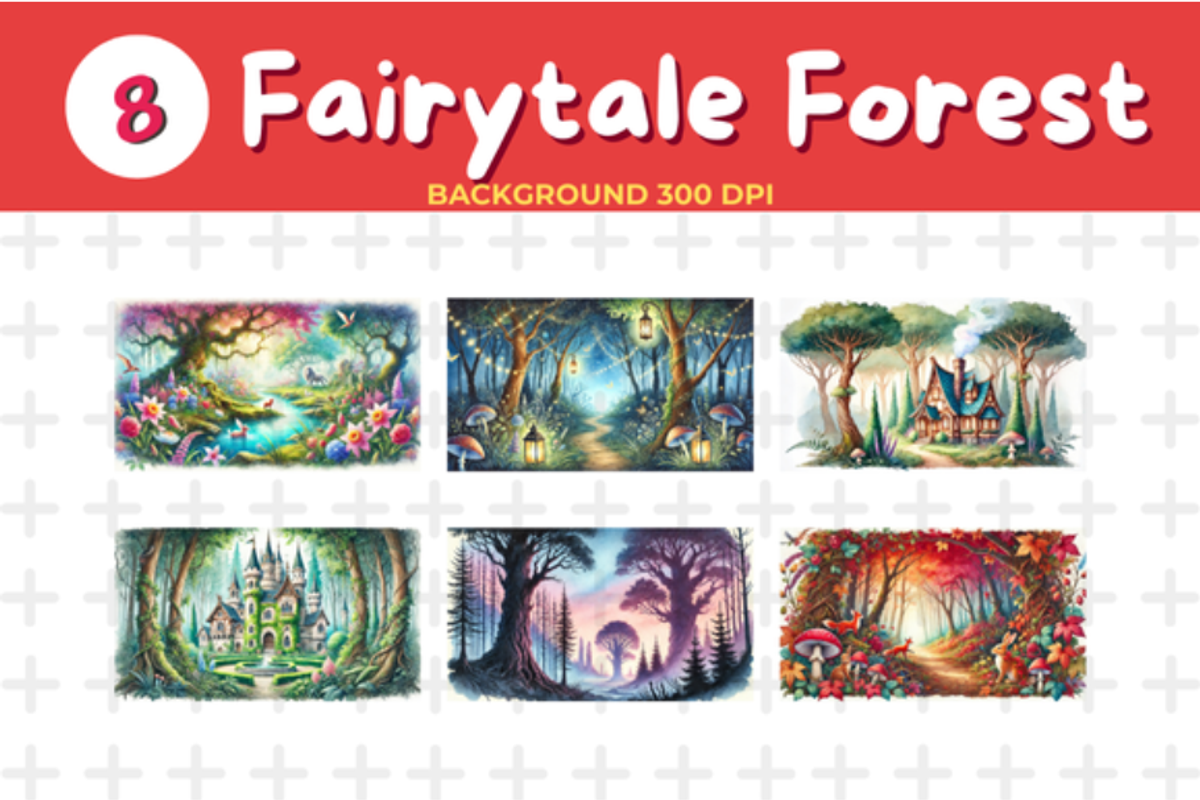 Watercolor Fairytale Forest Backgrou, a Background Graphic by John_Walker (Photo 1 of 3)