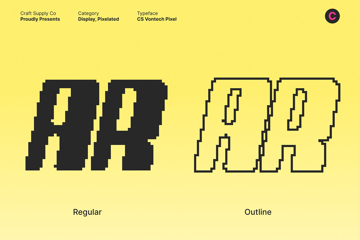 CS Vontech Pixel, a Sans Serif Font by Craft Supply Co. (Photo 2 of 8)