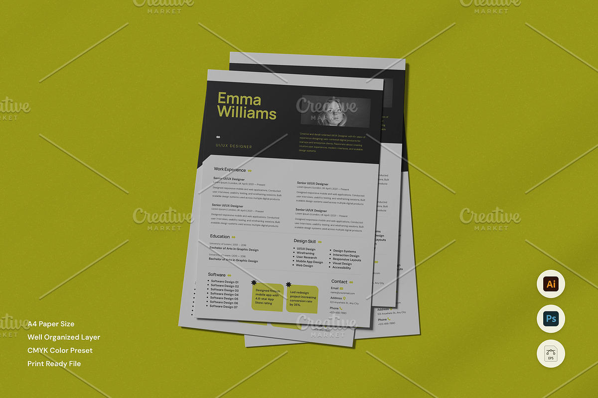 UI UX Designer Resume, a Resume Template by Izdihaar_Studio (Photo 1 of 3)