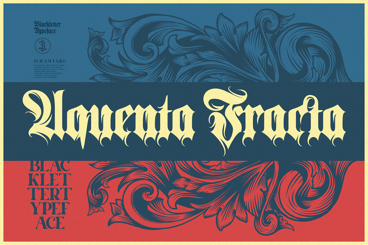 Aquenta Fracta, a Blackletter Font by ilhamtaro (Photo 1 of 10)