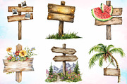 Summer Day Wooden Sign Clipart, an Illustration by Canvas Craft (Thumbnail 2 of 4)