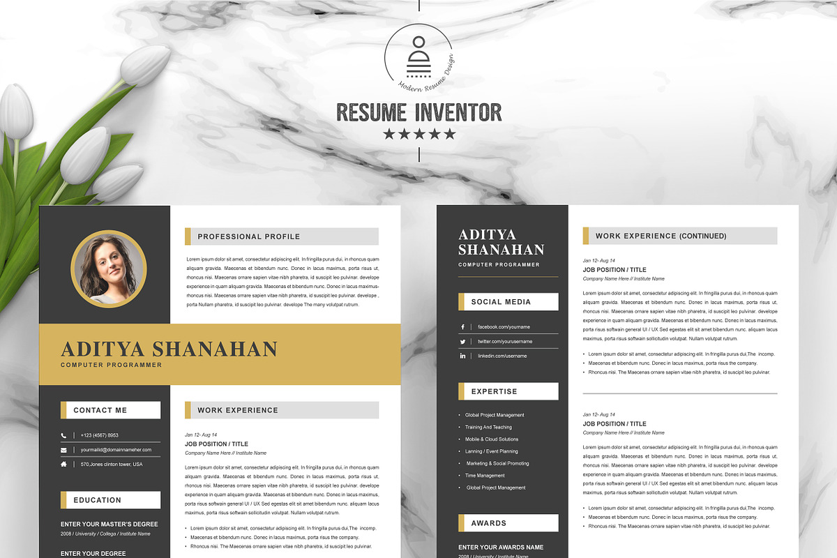 Resume Template, a Resume Template by ResumeInventor (Photo 2 of 6)