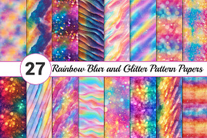 Rainbow Blur and Glitter Pattern Pap, a Pattern Graphic by Canvas Craft