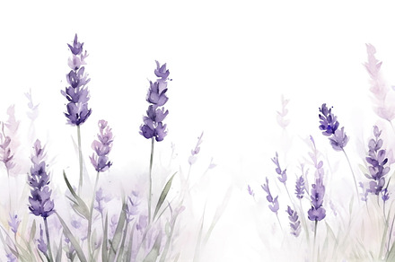 Watercolor purple lavender flowers, an Illustration by Mashimara