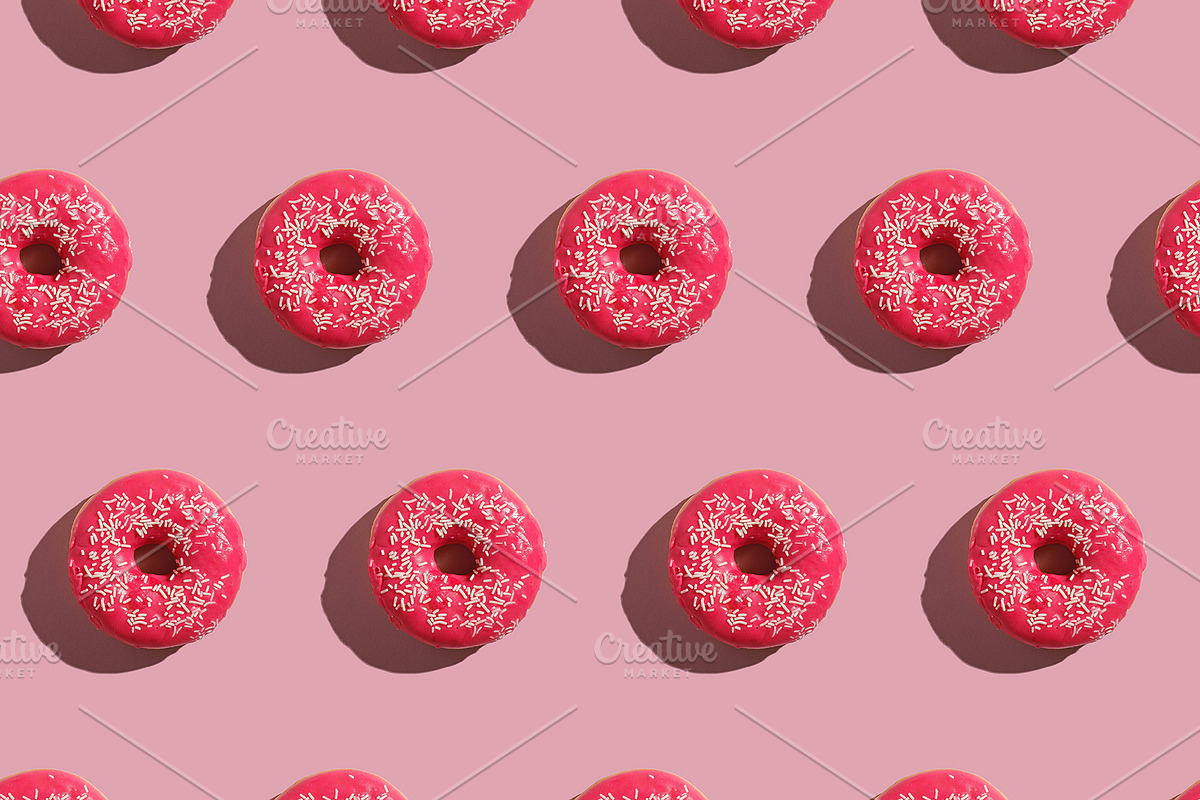 Pink donut patterns, a Pattern Graphic by Frostroomhead (Photo 2 of 4)