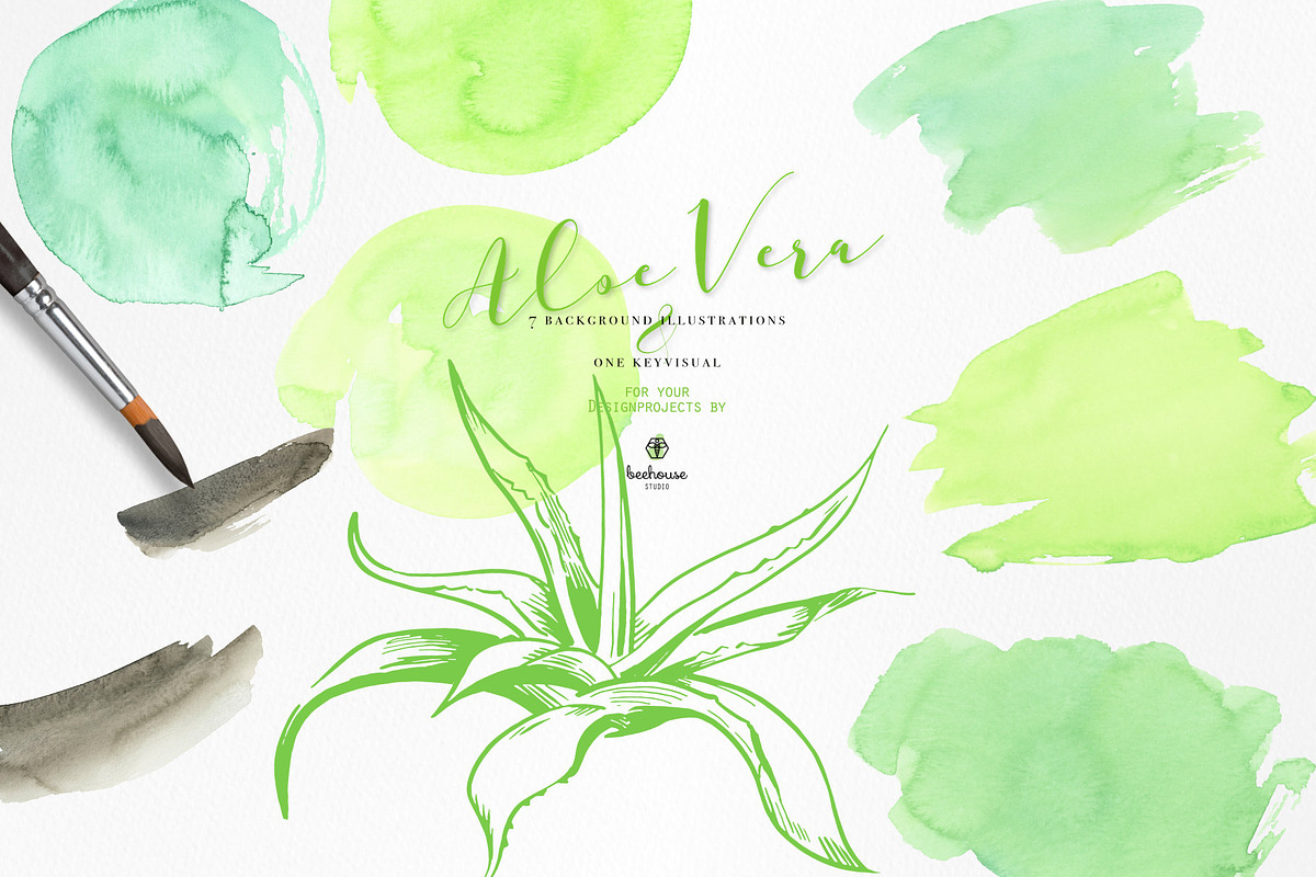 Fresh Watercolor Aloe Vera Set, a Healthcare Illustration by beehouse studio (Photo 5 of 9)