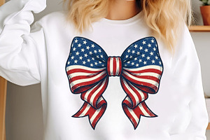 Coquette Bow American Flag 4th July, an Illustration by Designking