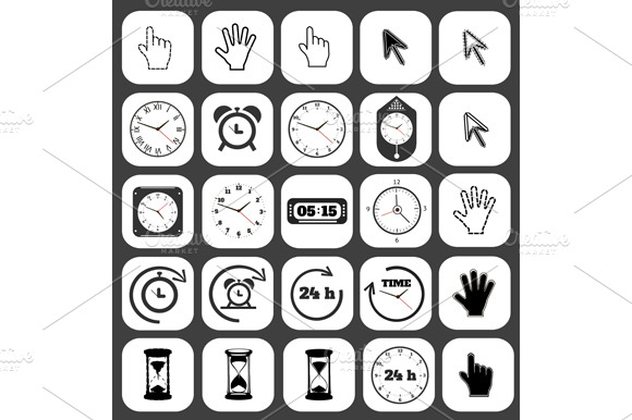 Icon Set Watch And Cursor