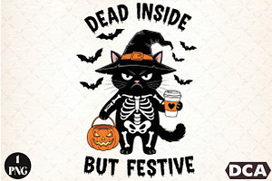 Sarcastic Halloween Cat Dead Inside, an Illustration by DreamCafeArt