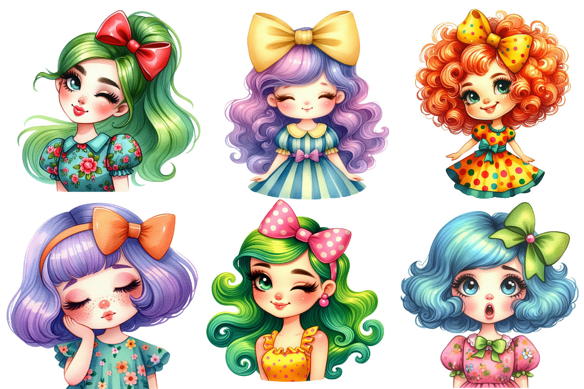 Girls Sublimation Clipart Bundle, an Illustration by Designworld (Photo 5 of 6)