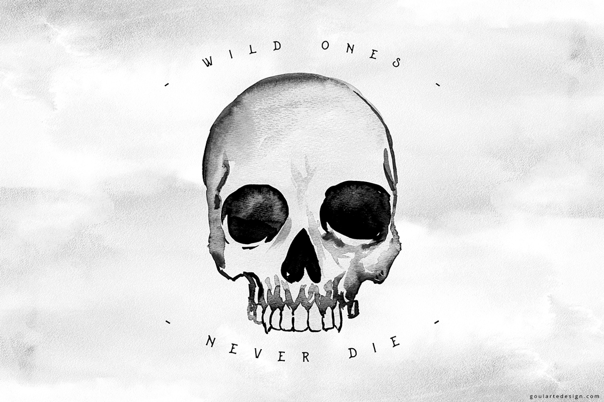 Watercolor skull | Rock and Roll, an Illustration by Goularte Design (Photo 6 of 7)