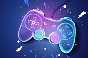 Neon Future Game Pad Background, a Technology Illustration by Black White Mouse Design (Thumbnail 2 of 3)