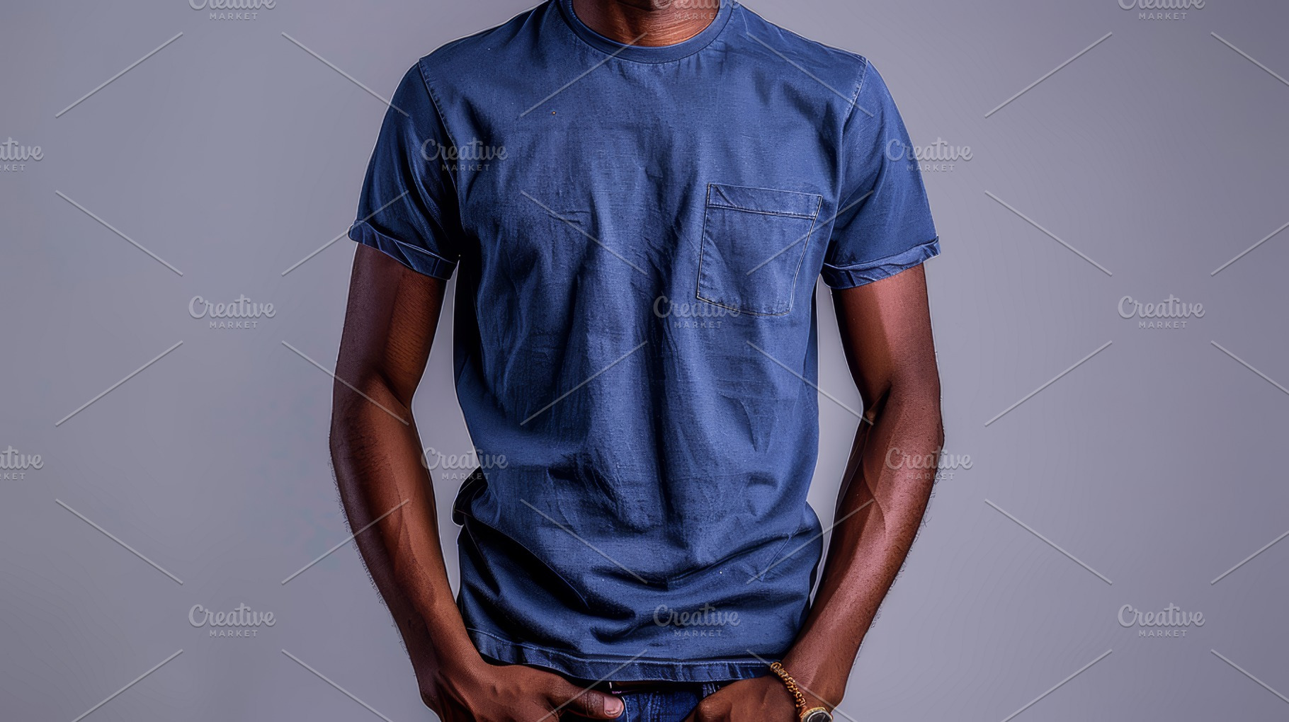 Man Wearing Stylish Blue T-Shirt on Studio Background, a Photo by AS photostudio