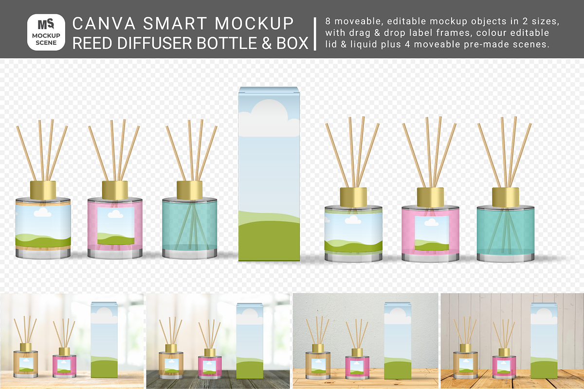 Reed Diffuser Bottle Canva Mockup, a Household Mockup by Mockup Scene (Photo 1 of 10)