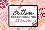 Outline Procreate Brushes Stamps, a Brush Add-On by MakeMyPlaceDesign (Thumbnail 1 of 2)