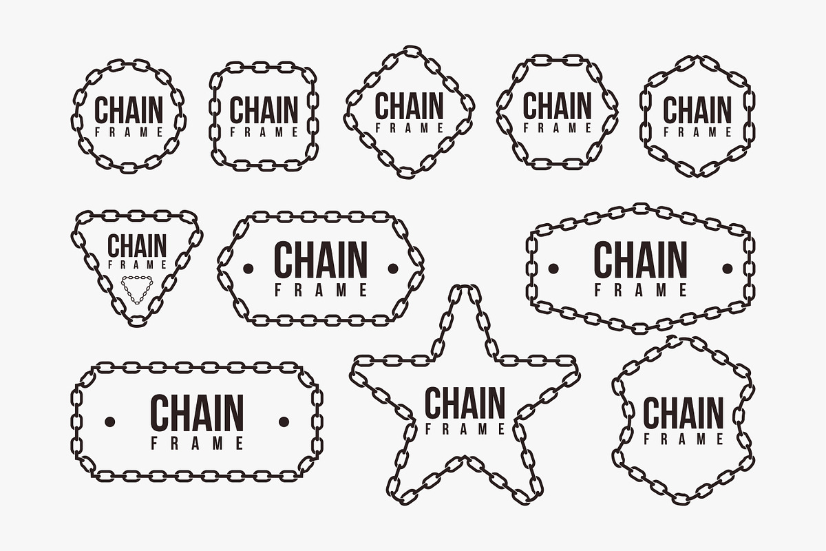 Set of Chain frame vector badge, an Object Graphic by DOMHOUZE