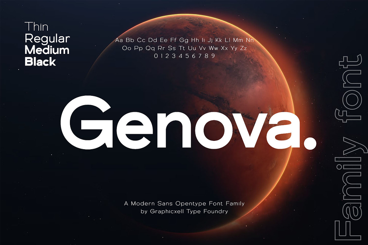 Genova Family Sans Opentype, a Sans Serif Font by Graphicxell (Photo 1 of 9)