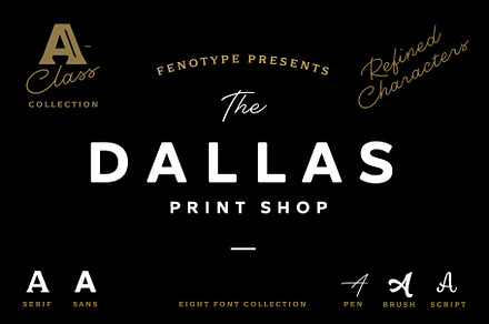 Dallas Print Shop Font Bundle, a Sans Serif Font by Fenotype