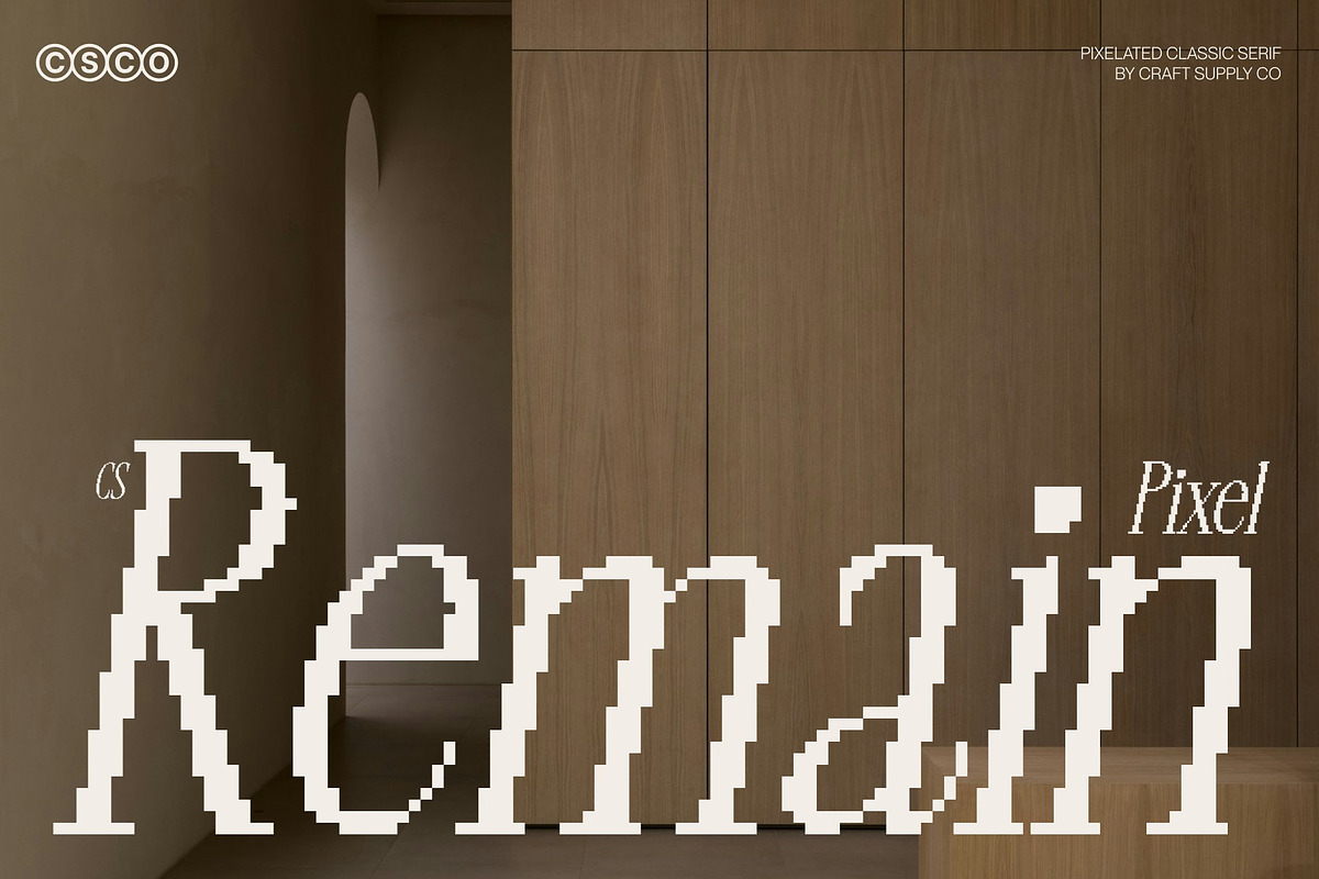 CS Remain Pixel, a Serif Font by Craft Supply Co. (Photo 1 of 8)
