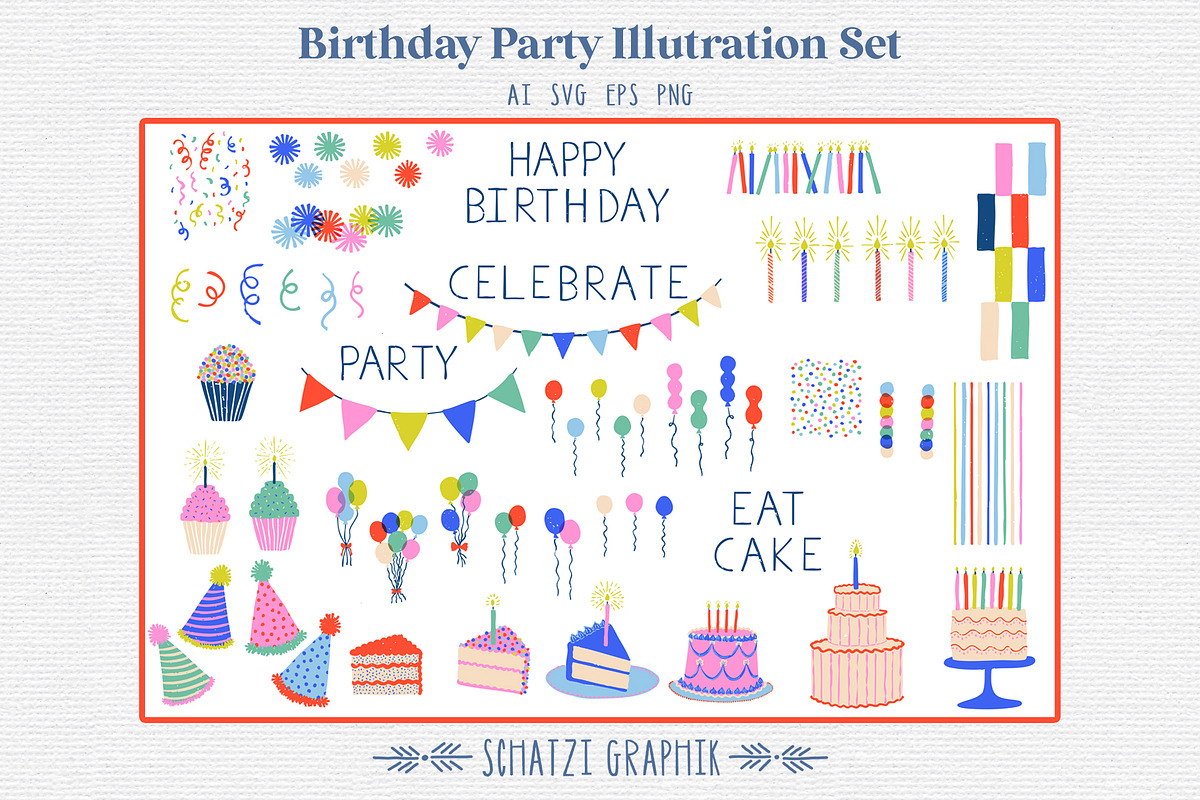 Birthday Party Illustration Set, an Object Illustration by Schatzi Graphik (Photo 6 of 7)