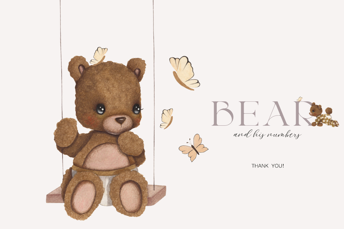 Watercolor Set Bear and His Numbers, an Animal Illustration by ViktoriyaD (Photo 5 of 5)