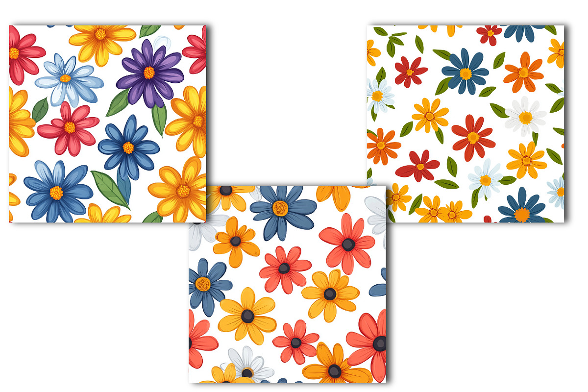 Daisy Flower Seamless Pattern, an Illustration by OK Design (Photo 2 of 4)