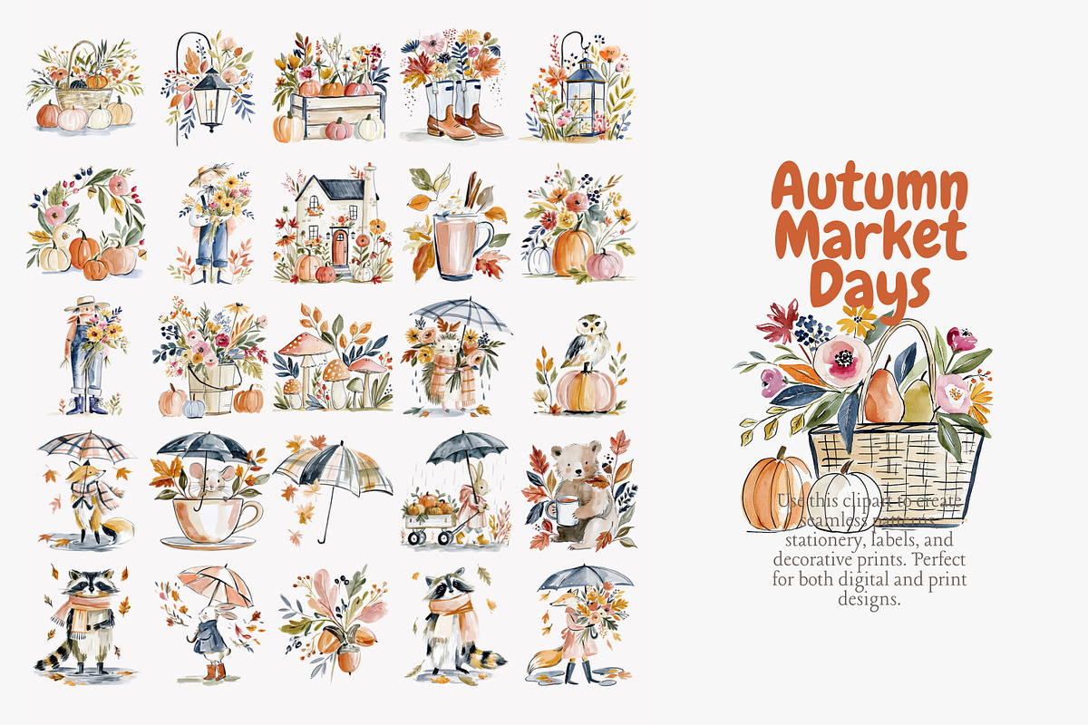 autumn harvest clipart set, a Decorative Illustration by Patishop Art (Photo 2 of 10)