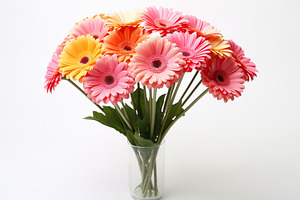 Bouquet of gerbera flower in vase on white background, a Nature Photo by AlyaAnd