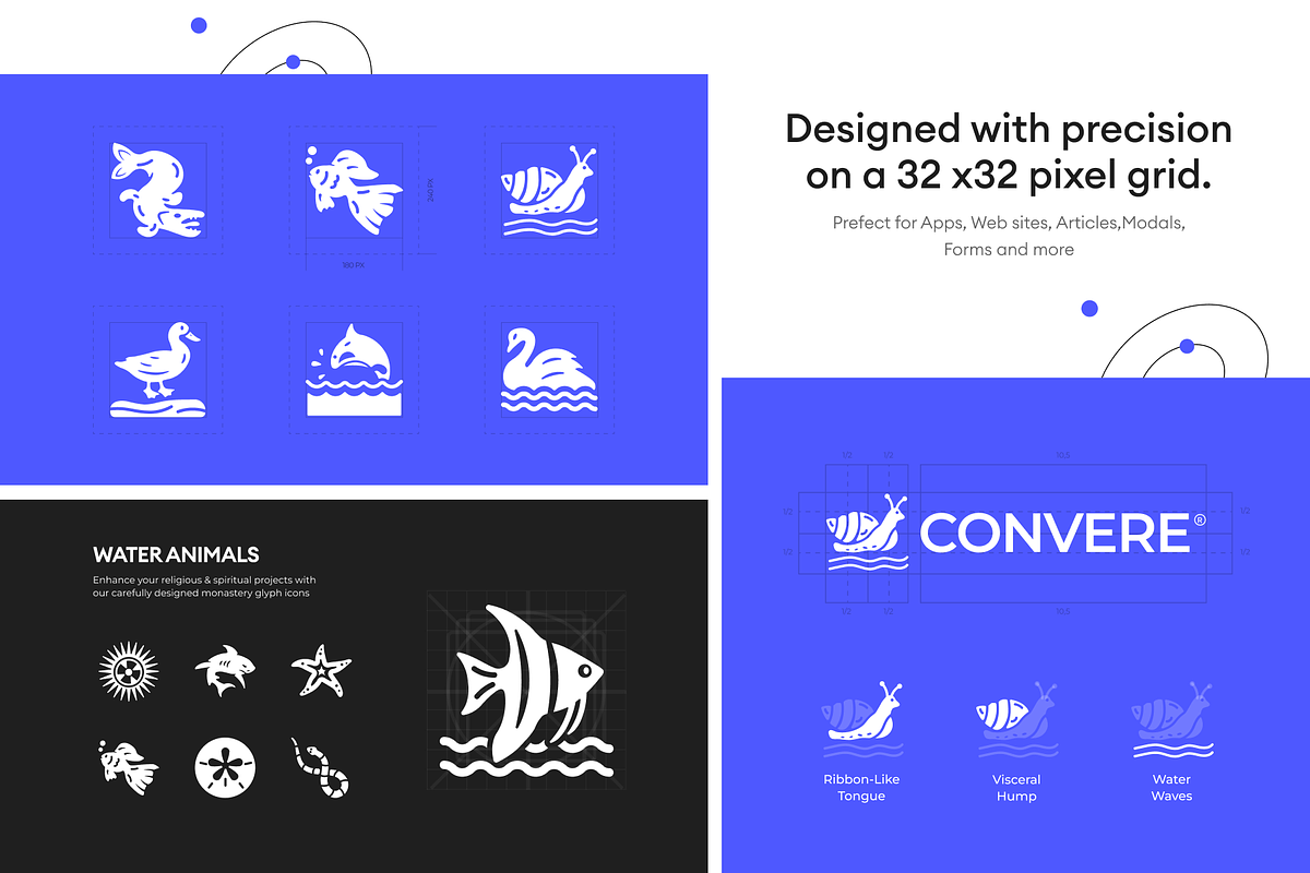 Water Animals Icons, a Solid Icon by Prosymbols (Photo 3 of 6)