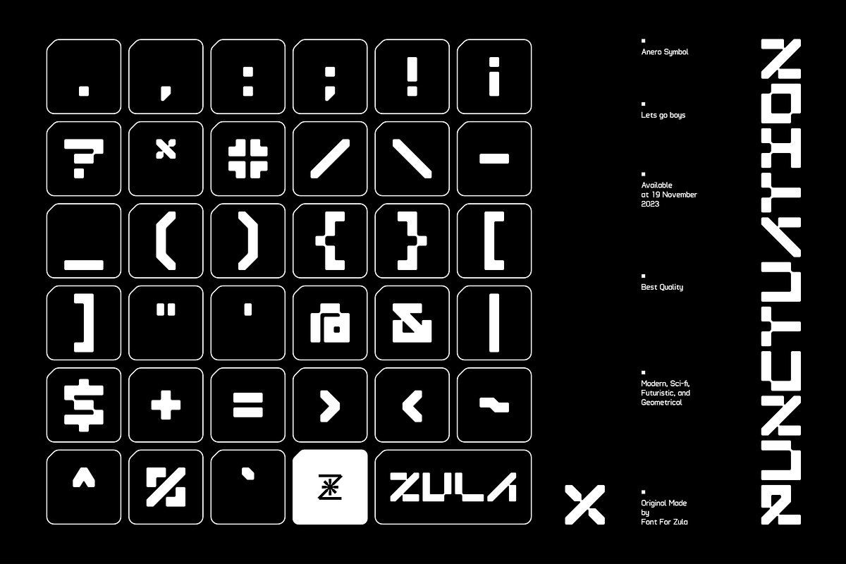 ANERO - FUTURISTIC DISPLAY FONT, a Symbol Font by Font For Zula™ (Photo 10 of 11)