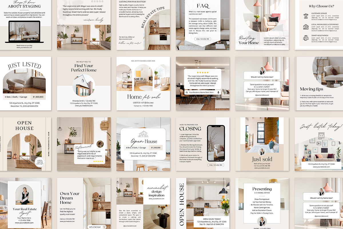 Real Estate Instagram Post Templates, a Social Media Template by ShopRShop (Photo 6 of 10)
