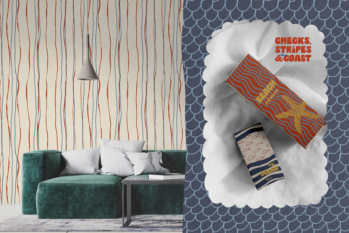 Coastal patterns Stripe Wave Retro, a Pattern Graphic by Yuliya Derbisheva (Photo 9 of 13)