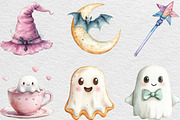 Pastel Halloween Clipart Watercolor, an Illustration by Black Bird Studio (Thumbnail 2 of 6)