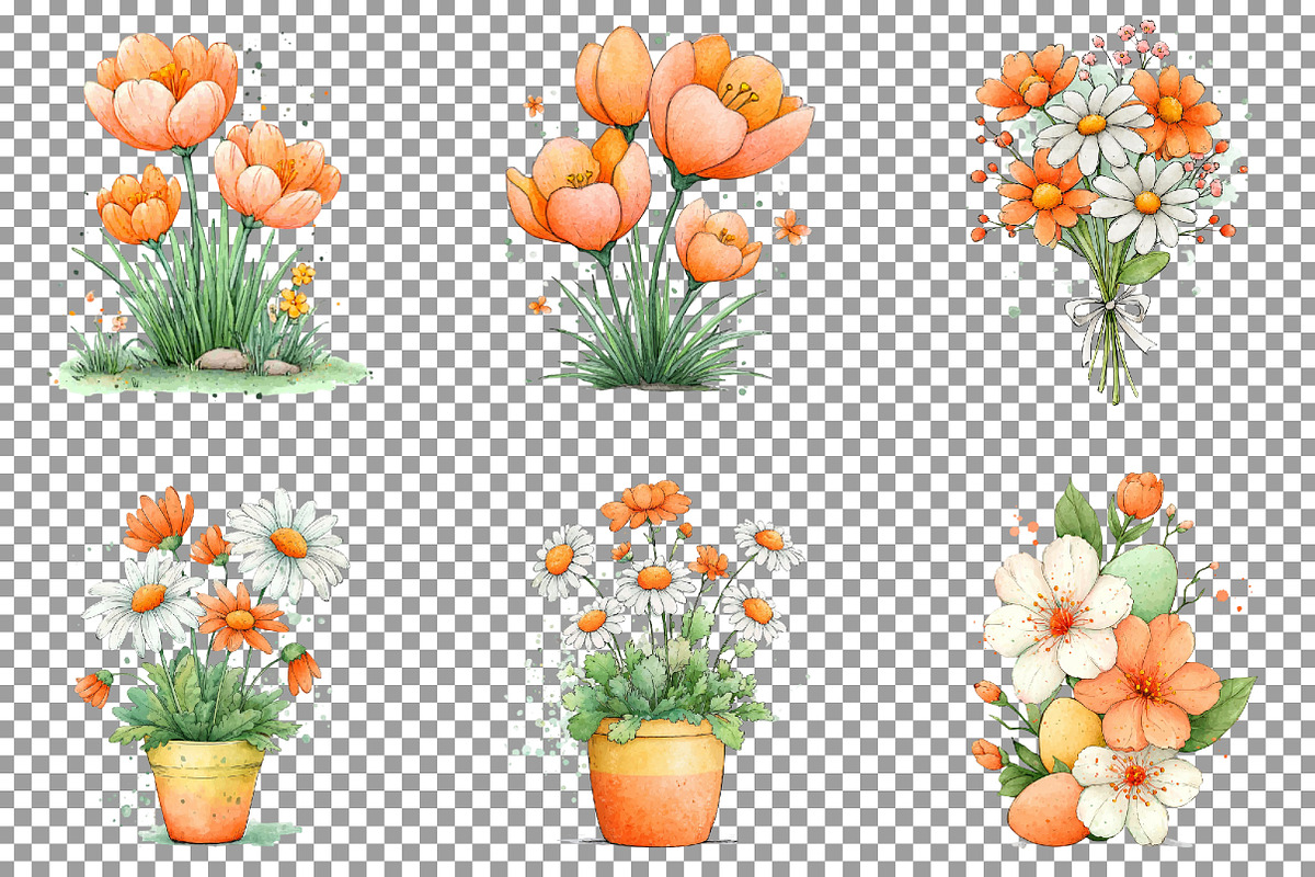 Whimsical Easter Flowers Clipart Png, an Illustration by Sublimation Artist (Photo 3 of 7)