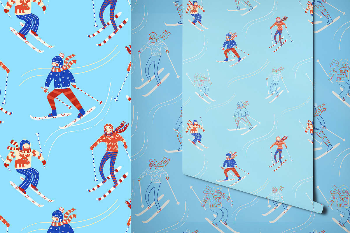 Vintage Winter Skiers, a Sport Illustration by Carpet Tapete Pretzel (Photo 10 of 10)