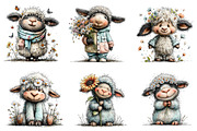Whimsical Spring Sheep Clipart, an Illustration by Dream Creation (Thumbnail 6 of 7)